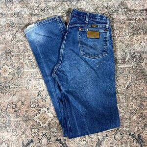 Wrangler 13mwz Cowboy Cut Jeans Men's 33x35 Blue Denim Straight Faded Workwear